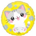 Ballon Alu Rond Jaune avec Chat Gris – Anagram