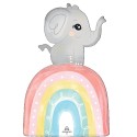 Ballon Alu Rond Bleu Clair Éléphant sur un Arc-en-Ciel – Anagram