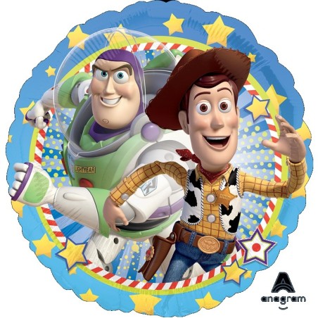 Ballon Alu Rond Toy Story – Étoiles Jaunes sur Fond Bleu – Anagram