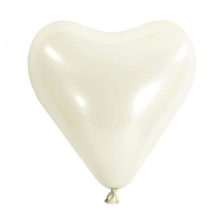 Ballons latex  8" - 20CM Coeur - blanc Frosty White Anagram