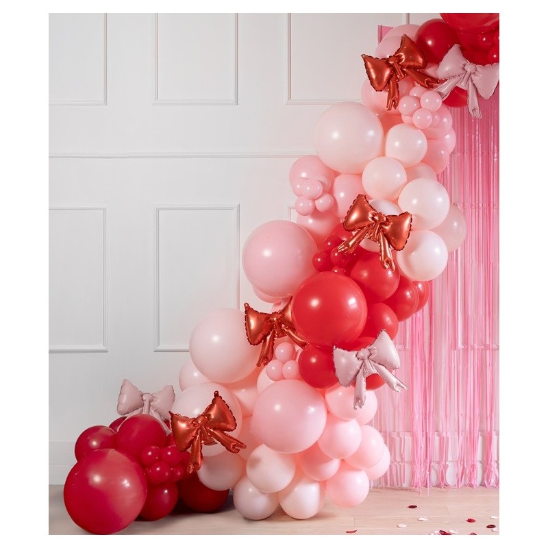 5 Mini Ballons Alu Noeuds Rouge - Party Deco