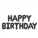 Ballons Mylar Lettres « Happy Birthday » Noir Mat – 340 x 35 cm – Party Deco