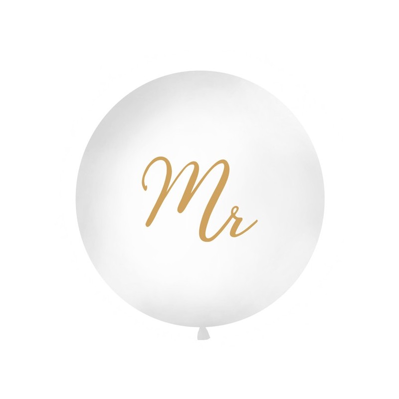 Ballon Jumbo Latex Monsieur Blanc 100 cm Doré – Party Deco