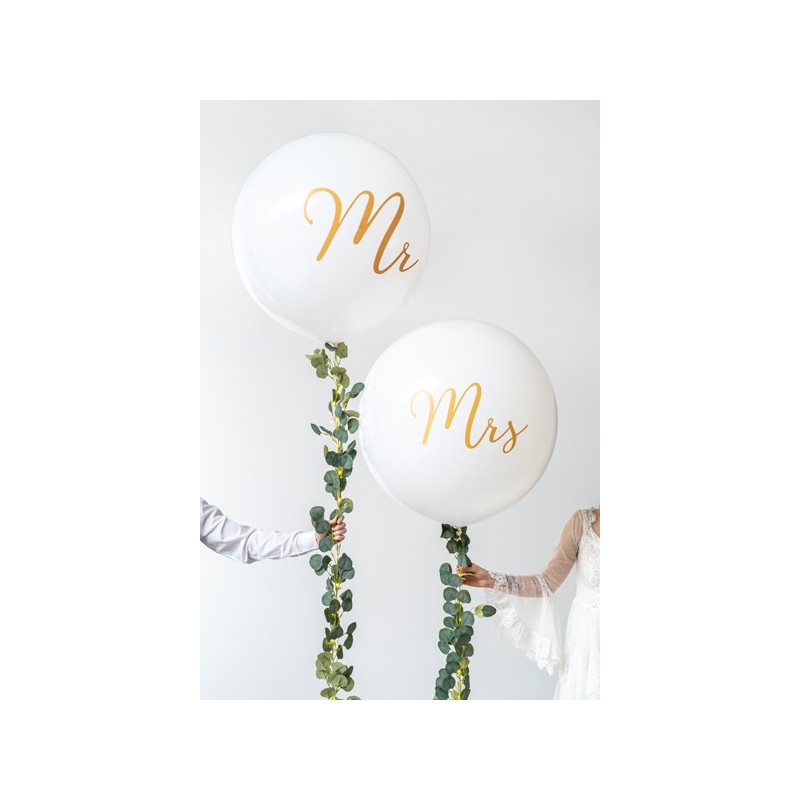 Ballon Jumbo Latex Madame Blanc 100 cm Doré – Party Deco