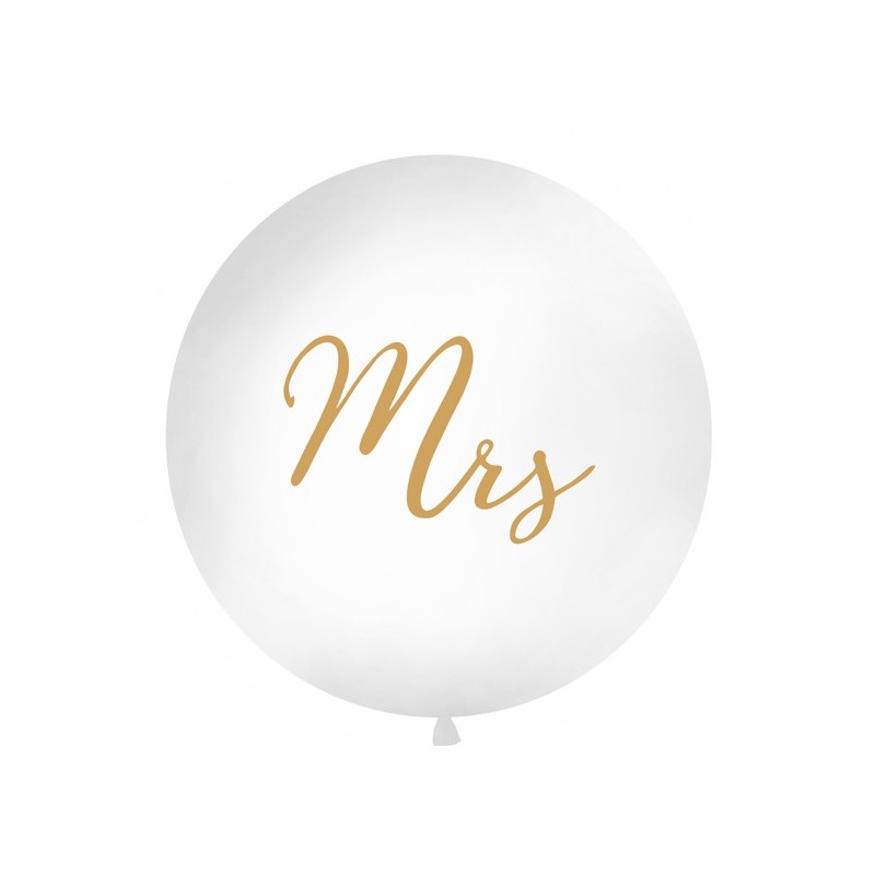 Ballon Jumbo Latex Madame Blanc 100 cm Doré – Party Deco