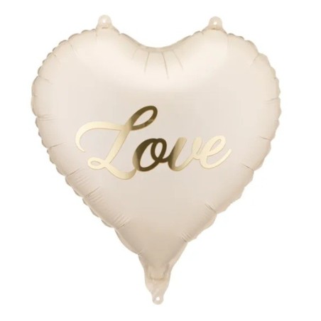 Ballons Coeur Beige Mat “Mr” et "Mrs" Monsieur Madame Doré Chromé 35 cm – Party Deco