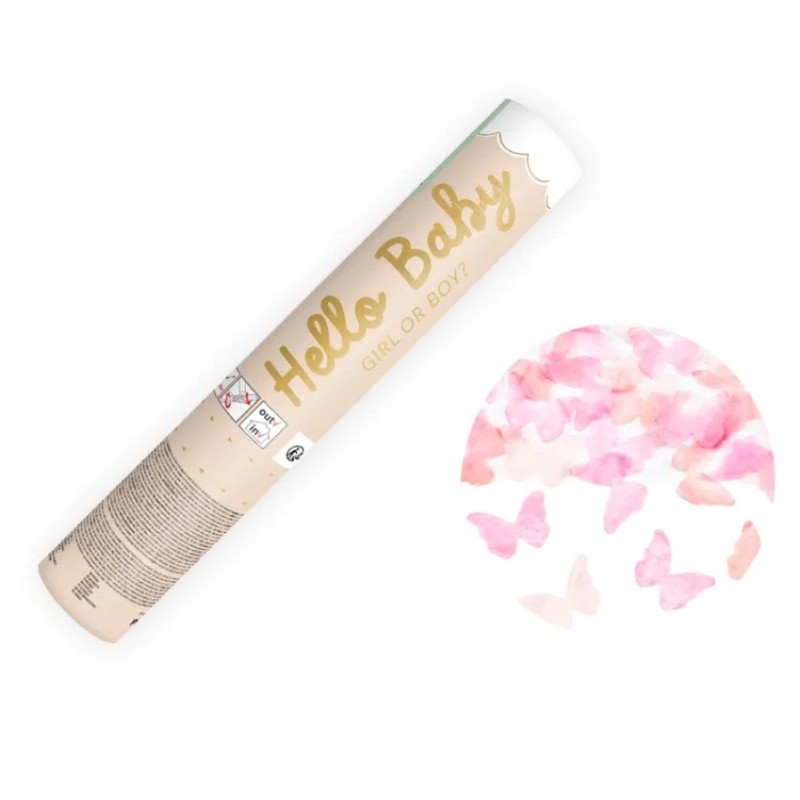 Canon à Confettis Gender Reveal Fille Rose 20 cm – Party Deco