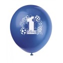 Ballons Latex Premier Anniversaire Bleu Clair, Bleu Foncé, Vert et Jaune 30 cm – Unique