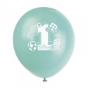 Ballons Latex Premier Anniversaire Bleu Clair, Bleu Foncé, Vert et Jaune 30 cm – Unique
