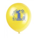 Ballons Latex Premier Anniversaire Bleu Clair, Bleu Foncé, Vert et Jaune 30 cm – Unique