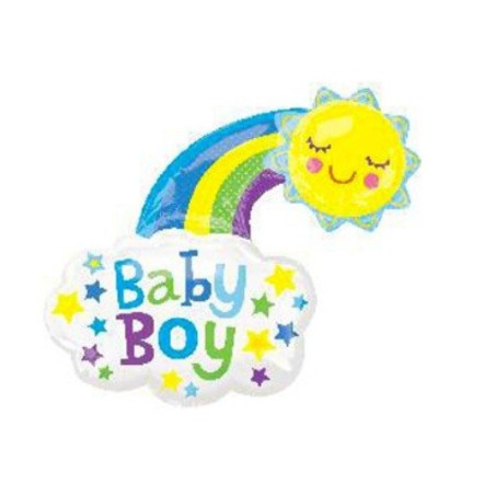 Ballon Alu Géant Baby Boy Arc-en-ciel 76 x 76 cm – Rainbow Party