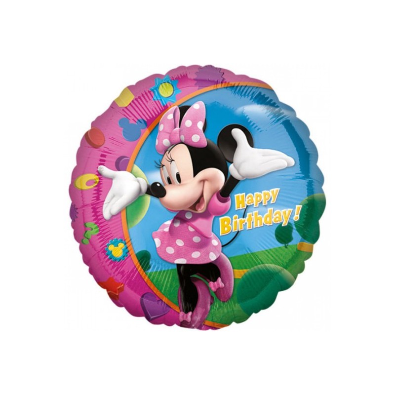 Ballon Mylar Rond Minnie Mouse Happy Birthday 45 cm – Anagram