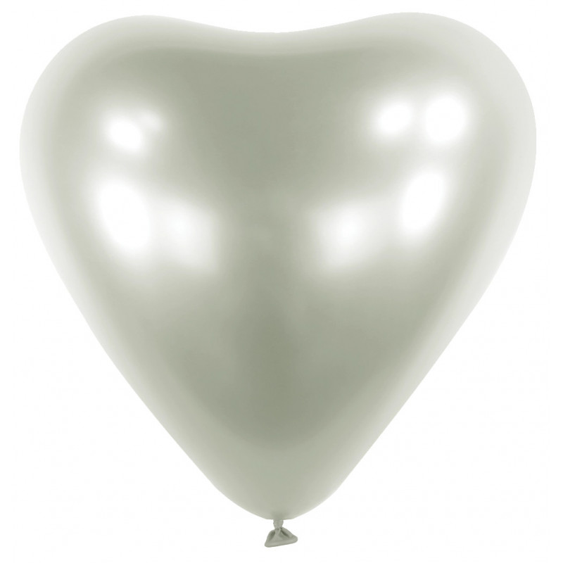 Ballons latex 12" - 30CM Coeur - argent chromé Satin Luxe Platinium