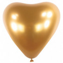 Ballons latex  12" - 30CM Coeur - doré chromé Satin Luxe Gold