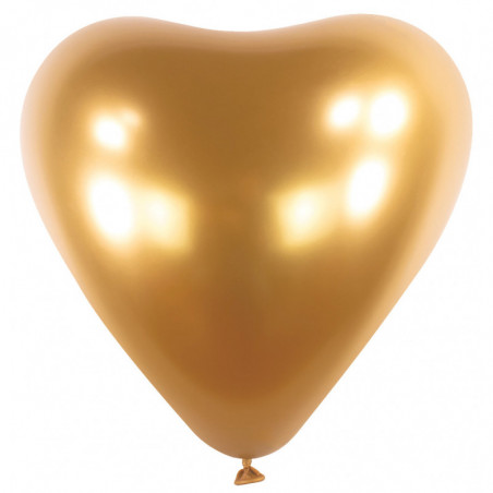 Ballons latex  12" - 30CM Coeur - doré chromé Satin Luxe Gold