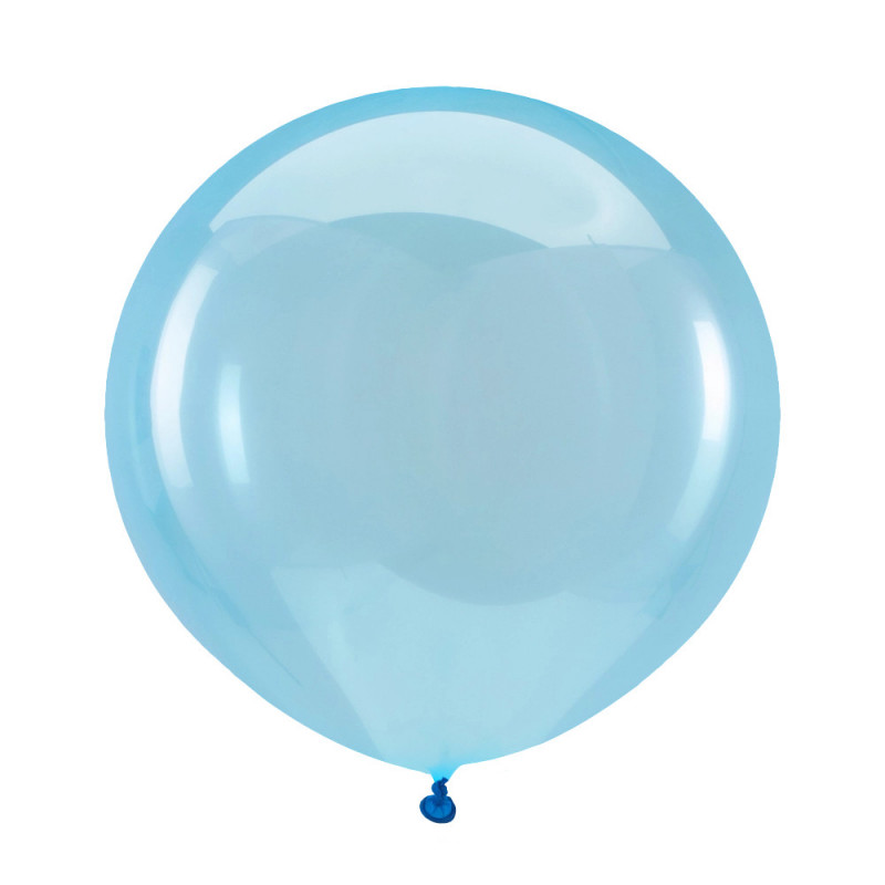 Ballons latex 24" ROND - 60CM  - Bleu cristal transparent Crystal Clearz Blue Anagram