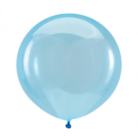 Ballons latex 24" ROND - 60CM  - Bleu cristal transparent Crystal Clearz Blue Anagram