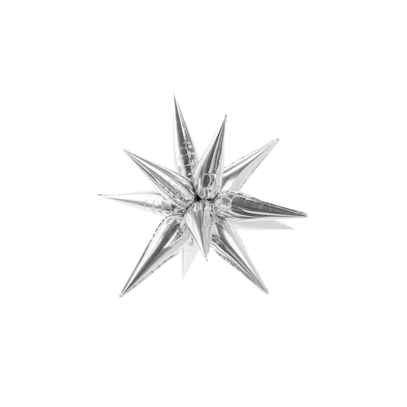 Ballon Mylar 3D Étoile Étincelle Argent 95 cm – Party Deco