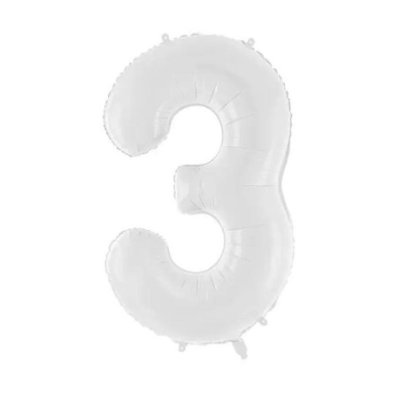 Ballon Chiffre Aluminium Trois Blanc – PartyDeco