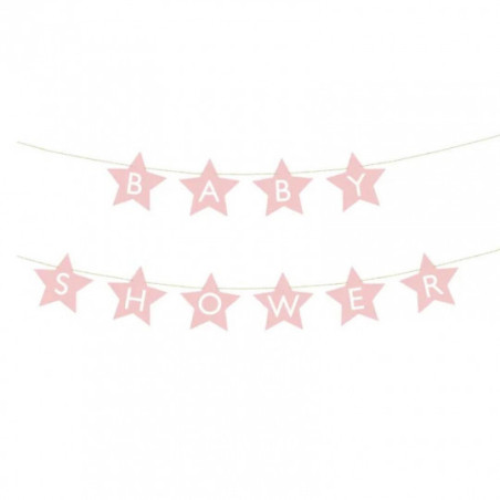 Banderole Étoiles Baby Shower Rose – Party Deco