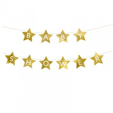 Banderole Étoiles Baby Shower Doré e – Party Deco