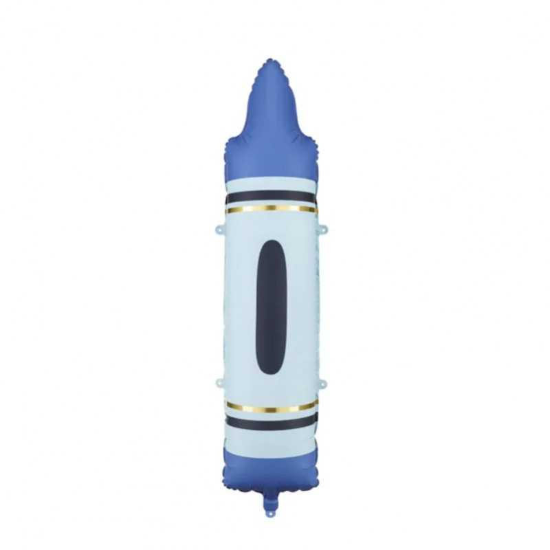 Ballon Supershape Crayon Bleu Effet Matifié – Party Deco