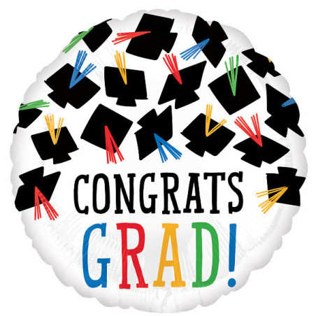Ballon Alu Rond Congrats Grad avec Fanions – Anagram
