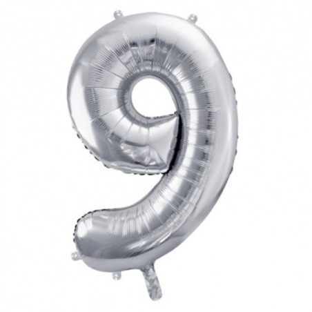 Ballon Chiffre Aluminium Neuf 9 Argent – PartyDeco
