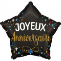 Ballon Alu Rond "Joyeux Anniversaire" Multicolore sur Fond Bleu Marine – Grabo